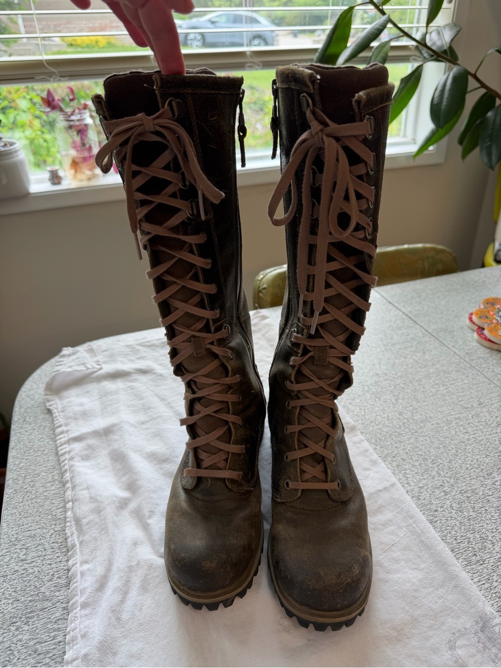 Timberland Brown Lace-Up Knee-High Boots